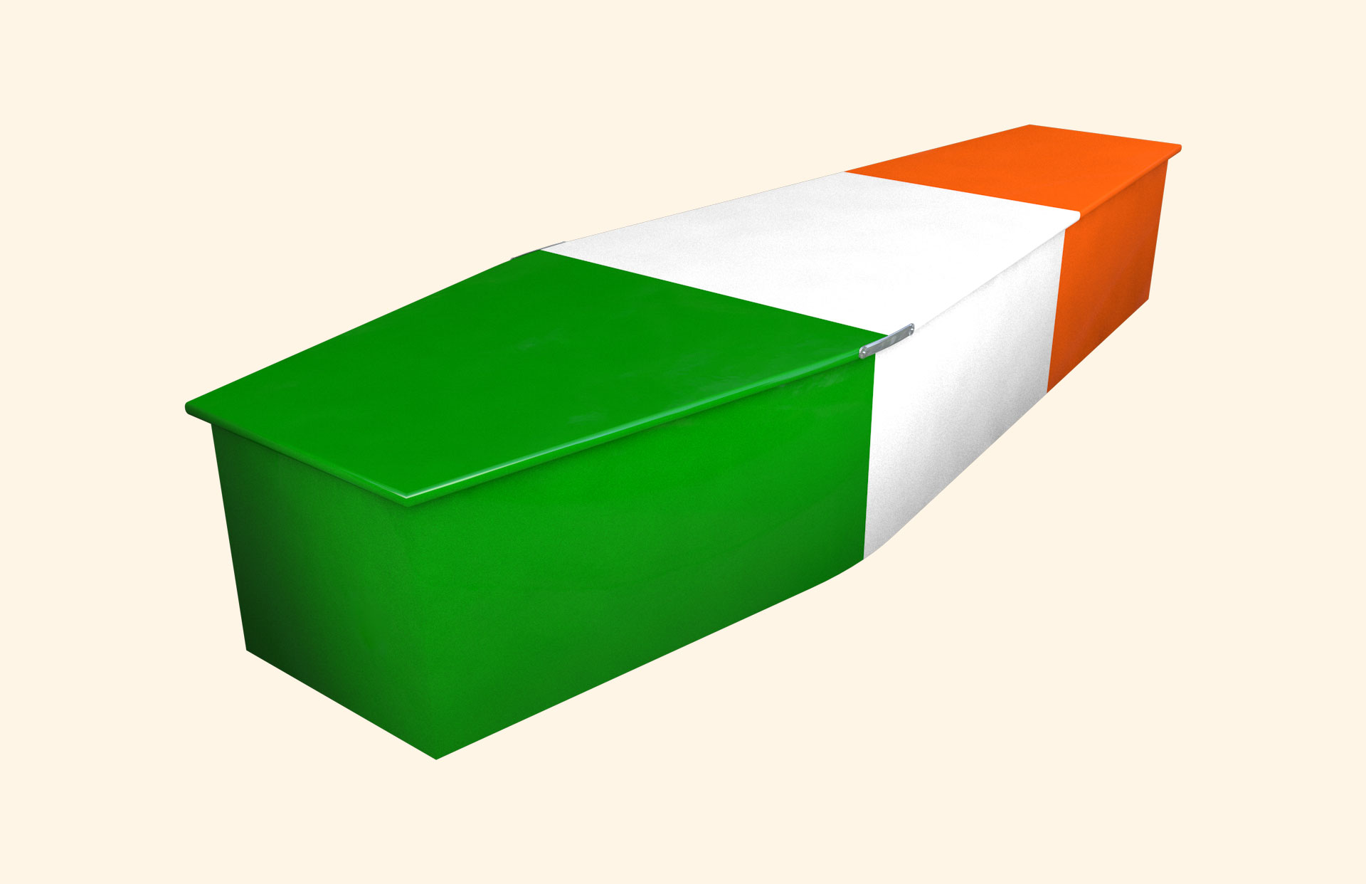 Irish Flag design on a traditional coffin